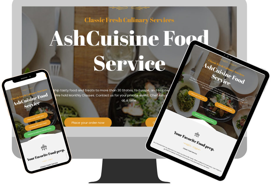 AshCuisine Food Service website preview